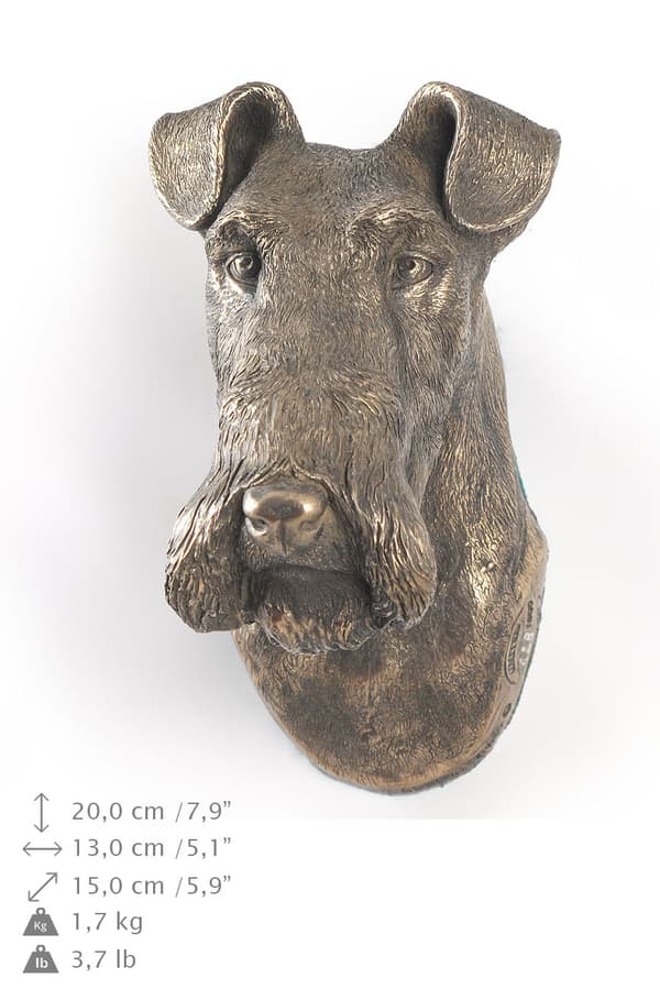 Trådhåret foxterrier - hundestatuette, hængende buste, unik dekoration til en hundeelsker af Art-Dog