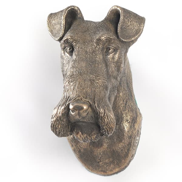 Trådhåret foxterrier - hundestatuette, hængende buste, unik dekoration til en hundeelsker af Art-Dog