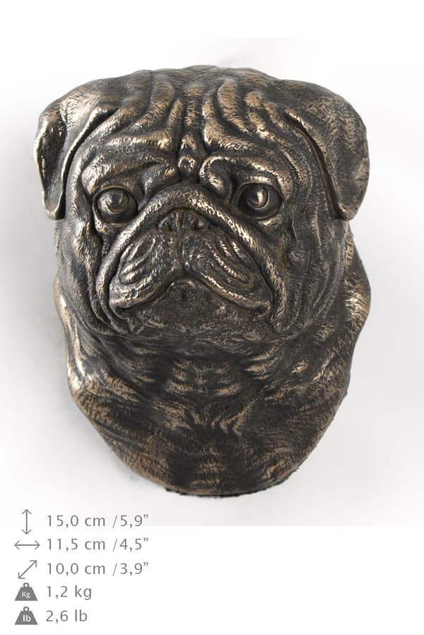 Mops, Mops, Carlin - hundstatyett, hängande byst, unik dekoration för en hundälskare av Art-Dog