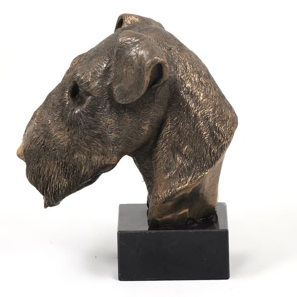 Airedale Terrier, Waterside Terrier - hundstatyett, byst på stenbas, skulptur, trofé för en hundutställning av Art-Dog