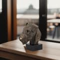 Miniatyrbild 6 av 6: Airedale Terrier, Waterside Terrier - hundstatyett, byst på stenbas, skulptur, trofé för en hundutställning av Art-Dog