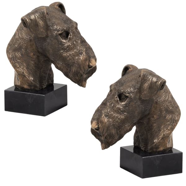 Airedale Terrier, Waterside Terrier - hundstatyett, byst på stenbas, skulptur, trofé för en hundutställning av Art-Dog