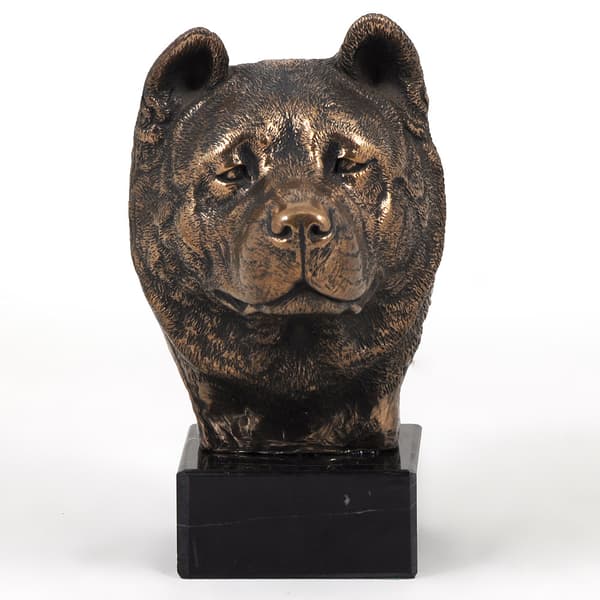 Akita, Akita Inu - hundstatyett, byst på stenfot, skulptur, trofé för en hundutställning av Art-Dog