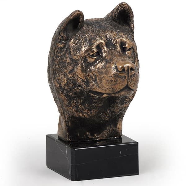 Akita, Akita Inu - hundstatyett, byst på stenfot, skulptur, trofé för en hundutställning av Art-Dog