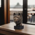 Miniatyrbild 6 av 6: Akita, Akita Inu - hundstatyett, byst på stenfot, skulptur, trofé för en hundutställning av Art-Dog