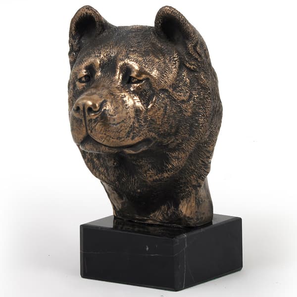 Akita, Akita Inu - hundstatyett, byst på stenfot, skulptur, trofé för en hundutställning av Art-Dog
