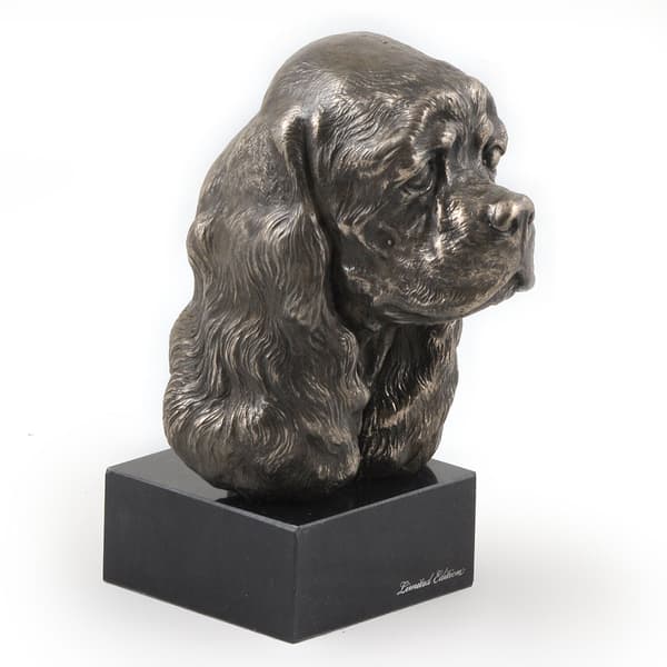 Amerikansk Cocker Spaniel - hundstatyett, byst på stenfot, skulptur, trofé för en hundutställning av Art-Dog