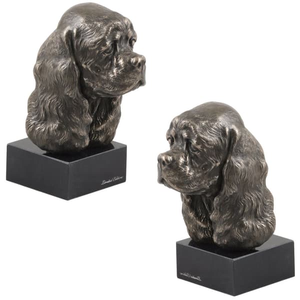 Amerikansk Cocker Spaniel - hundstatyett, byst på stenfot, skulptur, trofé för en hundutställning av Art-Dog