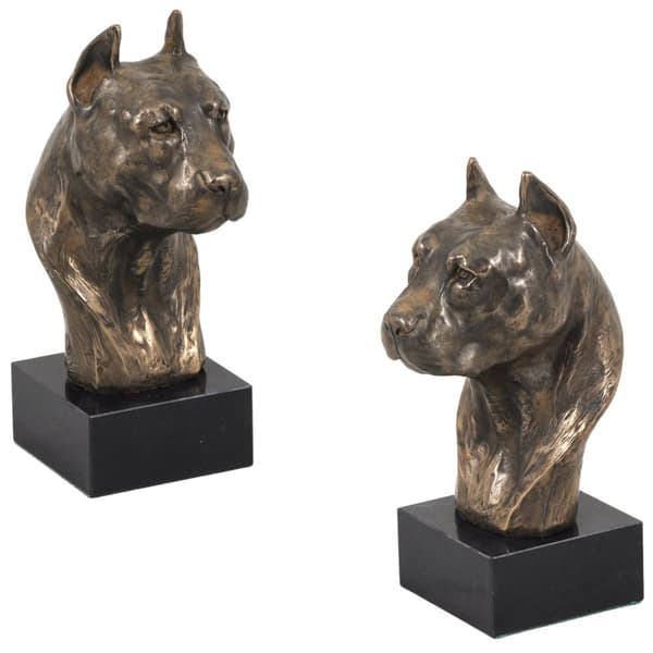 American Staffordshire terrier, Amstaff, Amstaf III - hundstatyett, byst på stenfot, skulptur, trofé för hundutställning av Art-Dog
