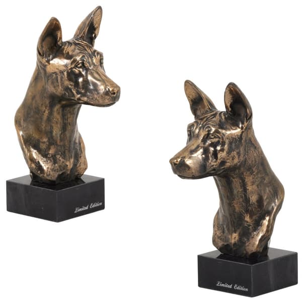 Basenji, Basenji, Kongon koira - koirapatsas, rintakuva kivijalalla, veistos, Art-Dogin koiranäyttelyn pokaali
