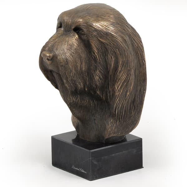 Bearded Collie, Highland Collie - hundestatuette, buste på en stenbund, skulptur, trofæ til en hundeudstilling af Art-Dog