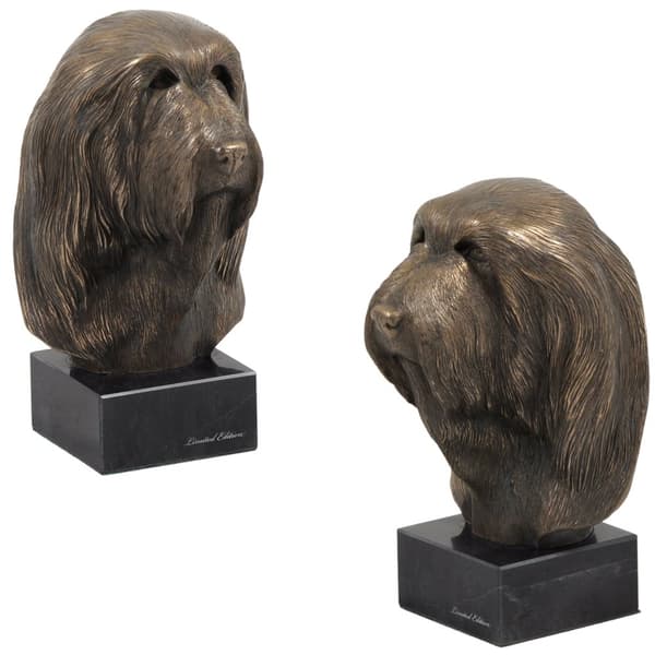 Bearded Collie, Highland Collie - hundestatuette, buste på en stenbund, skulptur, trofæ til en hundeudstilling af Art-Dog