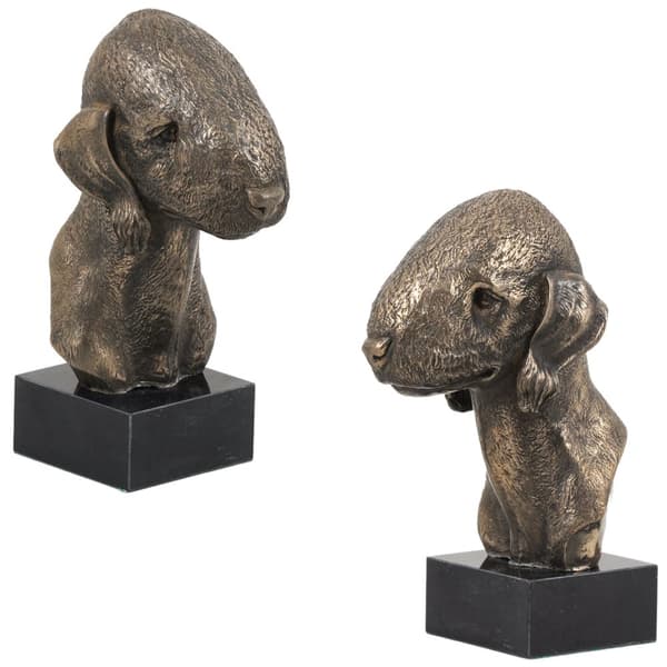 Bedlington Terrier, Rothbury Terrier - hundestatuette, buste på en stenbund, skulptur, trofæ til en hundeudstilling af Art-Dog