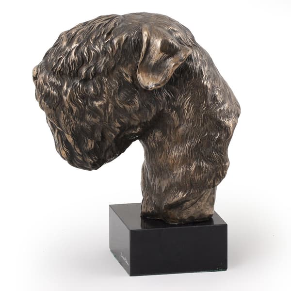 Russian Black Terrier - hundestatuette, buste på stenbund, skulptur, trofæ til en hundeudstilling af Art-Dog