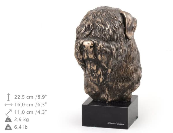 Russian Black Terrier - hundestatuette, buste på stenbund, skulptur, trofæ til en hundeudstilling af Art-Dog
