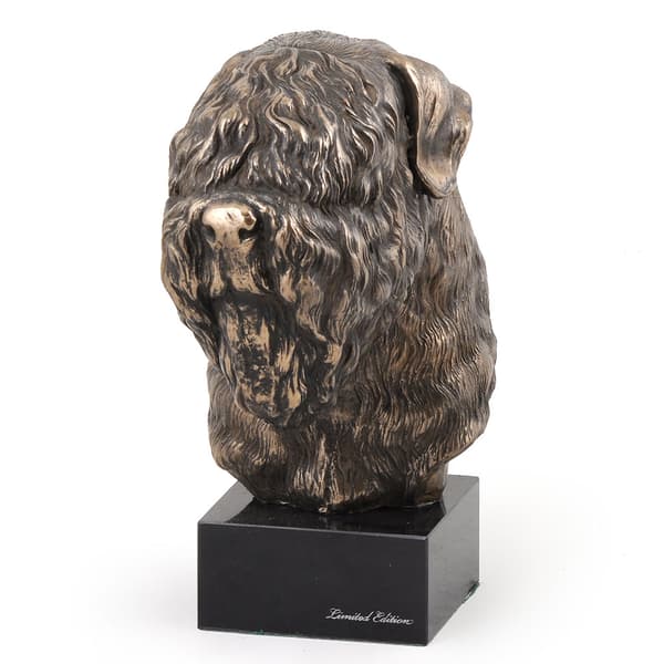 Russian Black Terrier - hundestatuette, buste på stenbund, skulptur, trofæ til en hundeudstilling af Art-Dog