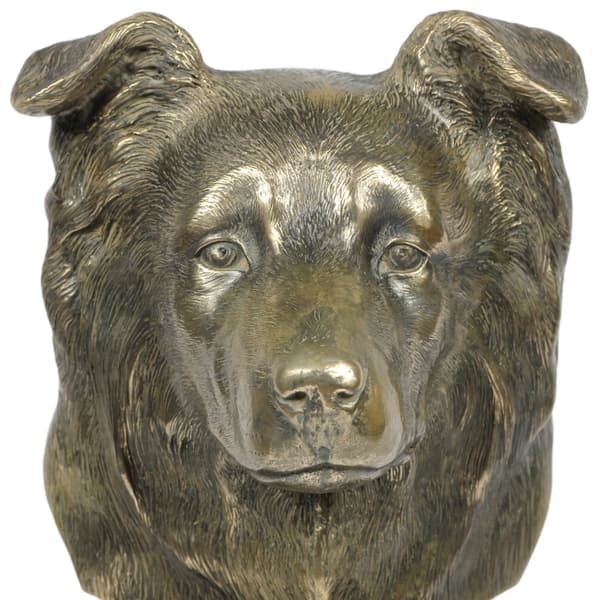 Border Collie - hundestatuette, buste på stenbund, skulptur, trofæ til hundeudstilling af Art-Dog
