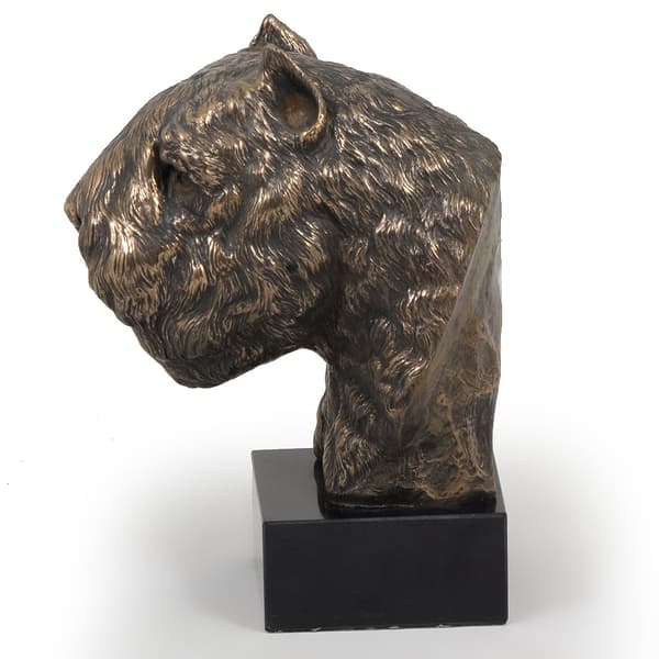 Bouvier des Flandres - hundestatuette, buste på stenbund, skulptur, trofæ til hundeudstilling af Art-Dog