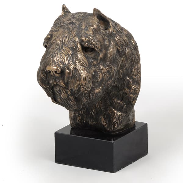 Bouvier des Flandres - hundestatuette, buste på stenbund, skulptur, trofæ til hundeudstilling af Art-Dog