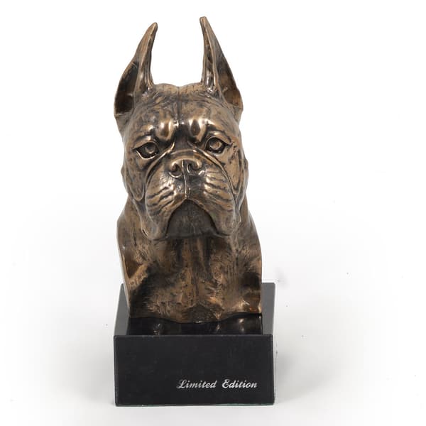 Boxer, Boxer I - hundestatuette, buste på stenbund, skulptur, trofæ til hundeudstilling af Art-Dog