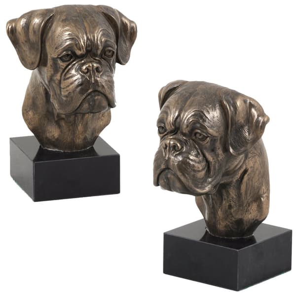 Boxer, Boxer II - koirapatsas, rintakuva kivijalustalla, veistos, Art-Dogin koiranäyttelyn pokaali