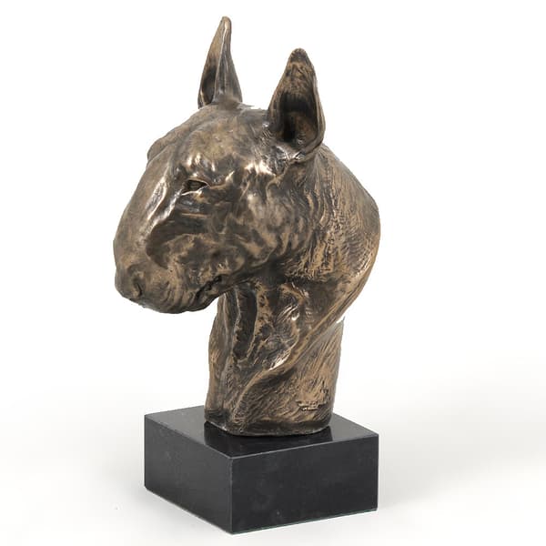 Bull terrier, Bull Terrier I - hundstatyett, byst på stenfot, skulptur, trofé för en hundutställning av Art-Dog