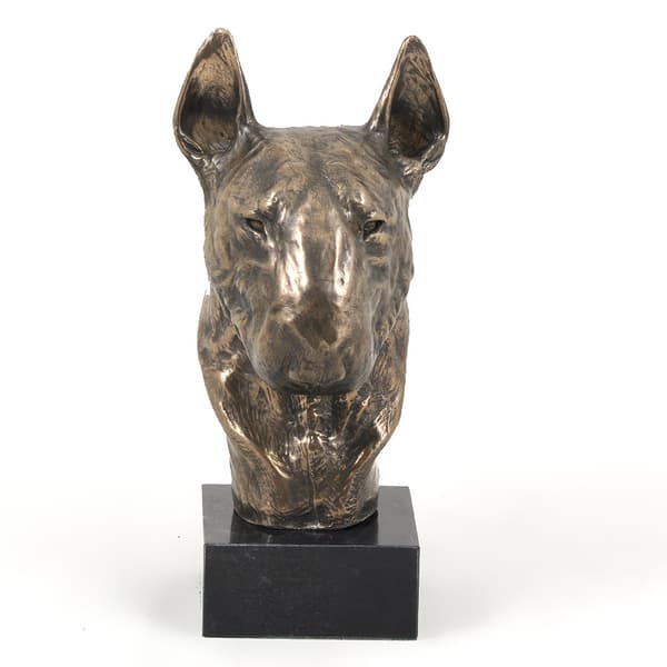 Bull terrier, Bull Terrier I - hundstatyett, byst på stenfot, skulptur, trofé för en hundutställning av Art-Dog