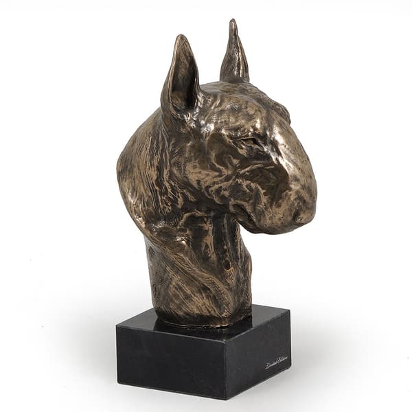 Bull terrier, Bull Terrier I - hundstatyett, byst på stenfot, skulptur, trofé för en hundutställning av Art-Dog