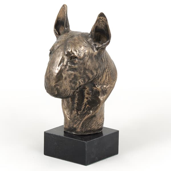 Bull terrier, Bull Terrier I - hundstatyett, byst på stenfot, skulptur, trofé för en hundutställning av Art-Dog