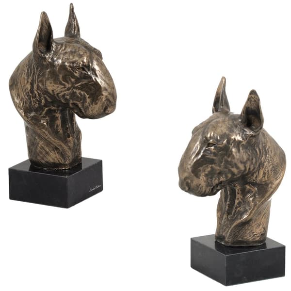 Bull terrier, Bull Terrier I - hundstatyett, byst på stenfot, skulptur, trofé för en hundutställning av Art-Dog