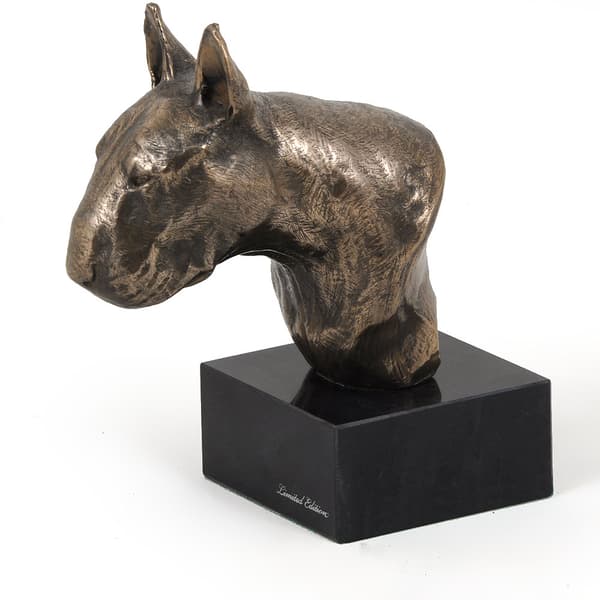 Bull terrier, Bull Terrier II - hundstatyett, byst på stenfot, skulptur, trofé för en hundutställning av Art-Dog