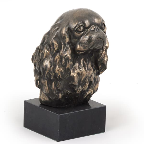 Cavalier King Charles Spaniel I - hundstatyett, byst på stenfot, skulptur, trofé för en hundutställning av Art-Dog