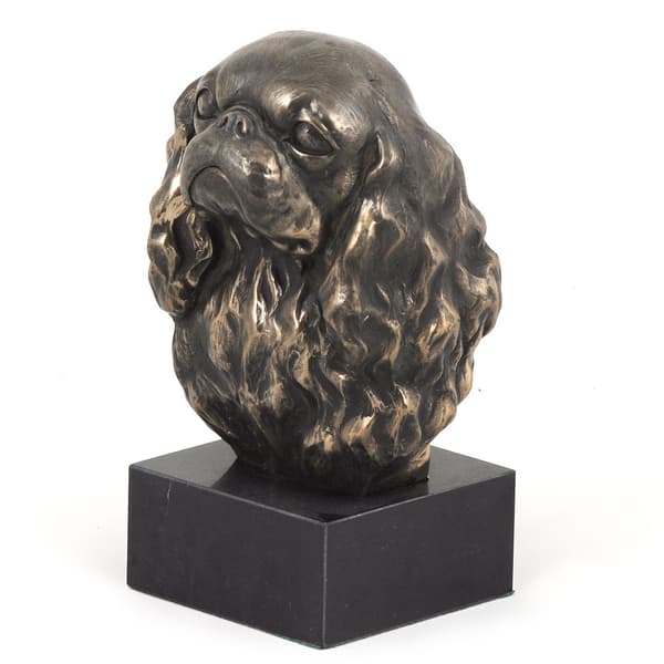 Cavalier King Charles Spaniel I - hundstatyett, byst på stenfot, skulptur, trofé för en hundutställning av Art-Dog