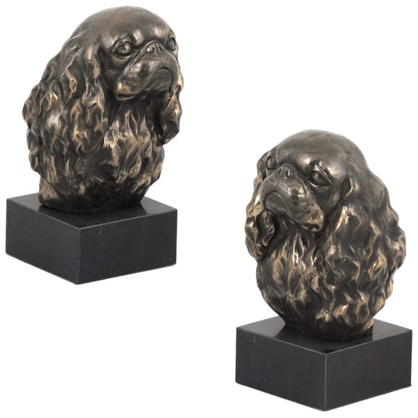 Cavalier King Charles Spaniel I - hundstatyett, byst på stenfot, skulptur, trofé för en hundutställning av Art-Dog