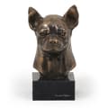 Miniatyrbild 4 av 7: Korthårig Chihuahua I - hundstatyett, byst på stenfot, skulptur, trofé för en hundutställning av Art-Dog