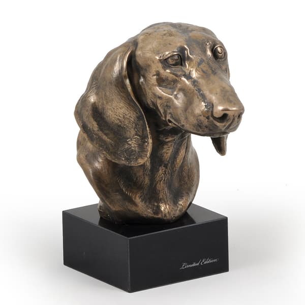 Gravhund - hundestatuette, buste på stenbund, skulptur, trofæ til hundeudstilling af Art-Dog