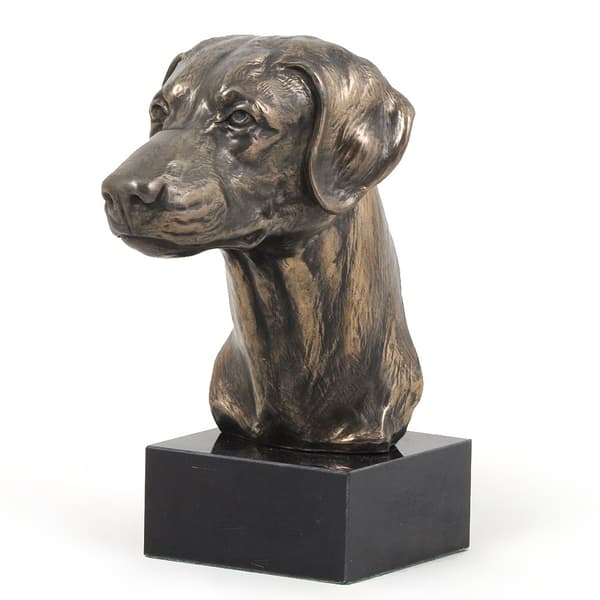 Doberman, Dobermann II - hundestatuette, buste på stenbund, skulptur, trofæ til hundeudstilling af Art-Dog