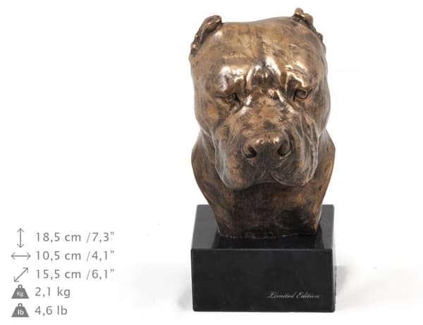 Great Dane, Dogo Argentino - hundestatuette, buste på stenbund, skulptur, trofæ til hundeudstilling af Art-Dog