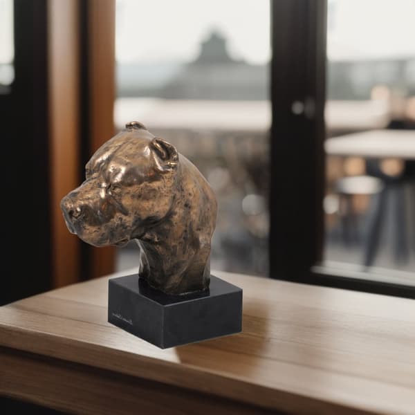 Great Dane, Dogo Argentino - hundestatuette, buste på stenbund, skulptur, trofæ til hundeudstilling af Art-Dog