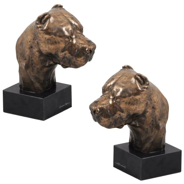 Great Dane, Dogo Argentino - hundestatuette, buste på stenbund, skulptur, trofæ til hundeudstilling af Art-Dog