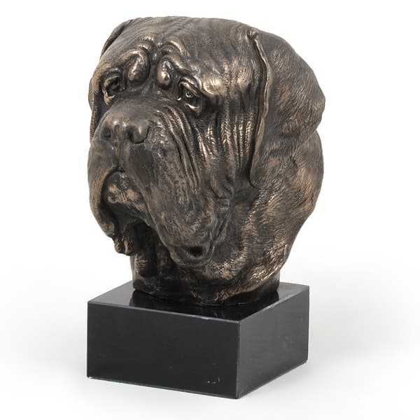 Englanninmastiffi, mastiffi - koirapatsas, rintakuva kivijalustalla, veistos, Art-Dogin koiranäyttelyn pokaali