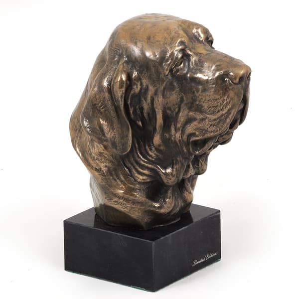 Fila Brasileiro, brasiliansk mastiff - hundestatuette, buste på en stenbund, skulptur, trofæ til en hundeudstilling af Art-Dog