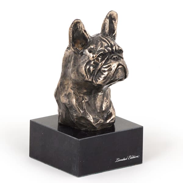 French Bulldog I - hundestatuette, buste på stenbund, skulptur, trofæ til hundeudstilling af Art-Dog