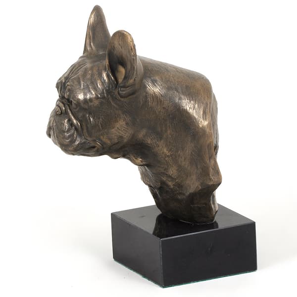French Bulldog II - hundestatuette, buste på stenbund, skulptur, trofæ til hundeudstilling af Art-Dog