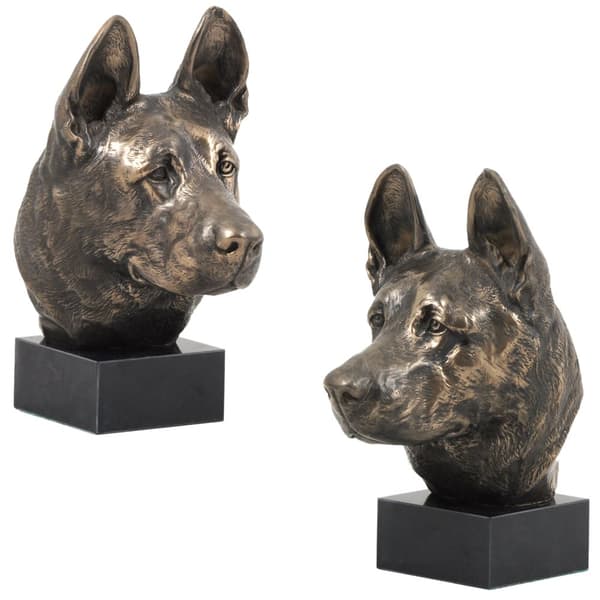 Schäfer, Alsace - hundstatyett, byst på stenfot, skulptur, trofé för en hundutställning av Art-Dog