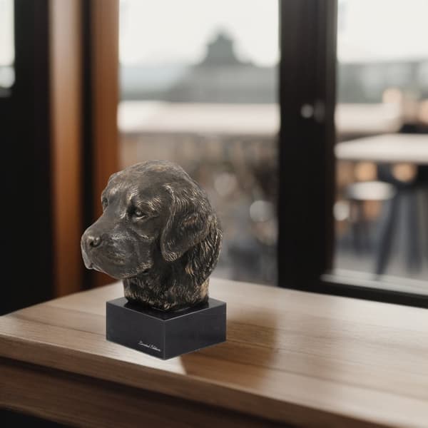 Golden Retriever - hundestatuette, buste på stenbund, skulptur, trofæ til hundeudstilling af Art-Dog