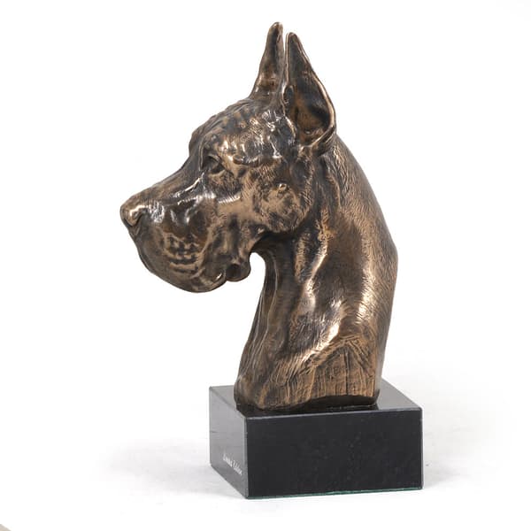 Great Dane I - hundestatuette, buste på stenbund, skulptur, trofæ til hundeudstilling af Art-Dog