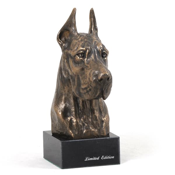 Great Dane I - hundestatuette, buste på stenbund, skulptur, trofæ til hundeudstilling af Art-Dog