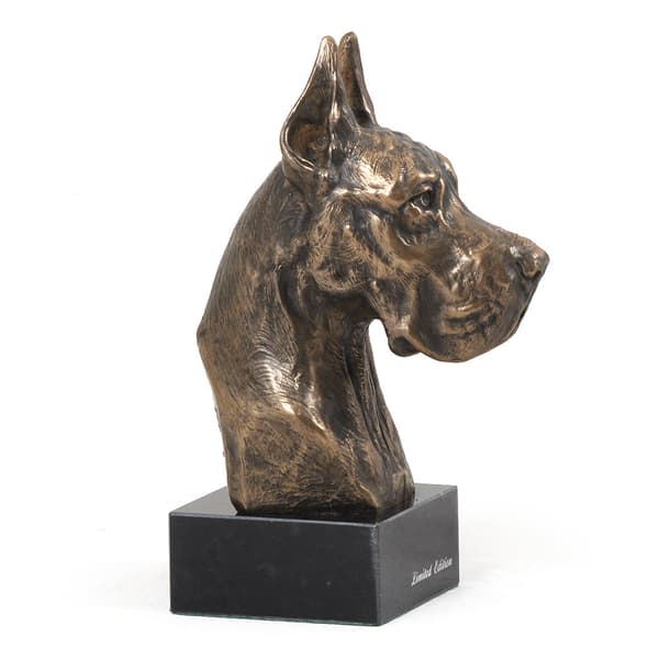 Great Dane I - hundestatuette, buste på stenbund, skulptur, trofæ til hundeudstilling af Art-Dog