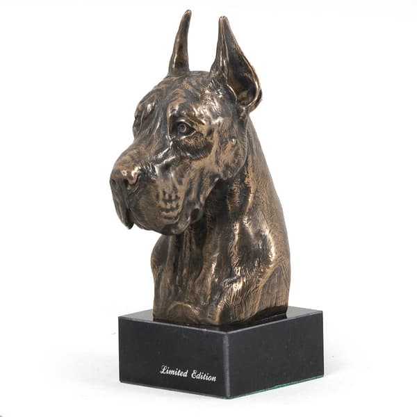 Great Dane I - hundestatuette, buste på stenbund, skulptur, trofæ til hundeudstilling af Art-Dog